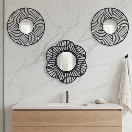 Set de Espejos Decorativos, Color Negro, 3 pzas