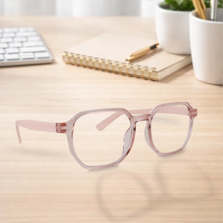 Lentes de Lectura, Octagonales, Color Rosa Claro, +1.50