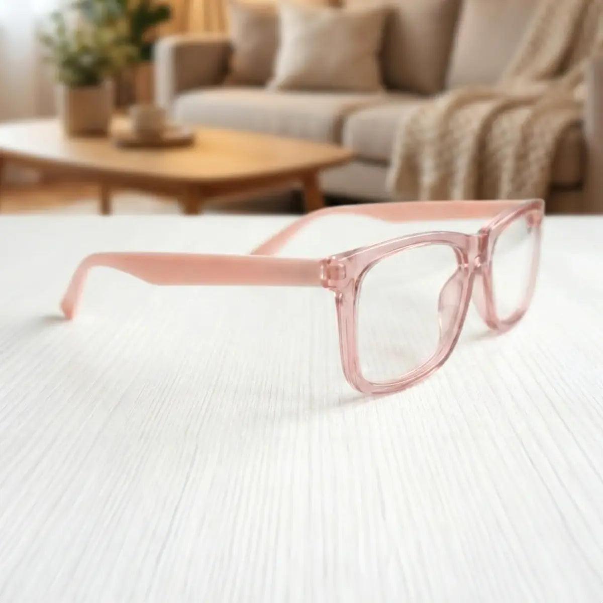 Lentes de Lectura, Rectangular, Color Rosa Claro, +2.00