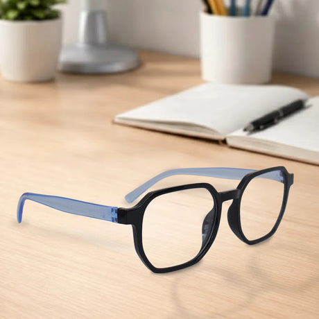 Lentes de Lectura, Octagonales, Color Negro y Azul, +2.50