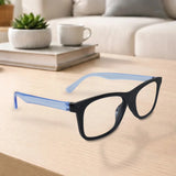 Lentes de Lectura, Rectangulares, Color Negro y Azul, +4.00
