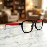 Lentes de Lectura, Color Negro y Rojo, +4.00