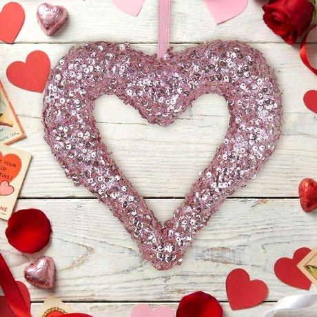 Corazón Decorativo con Diamantina, Color Rosa