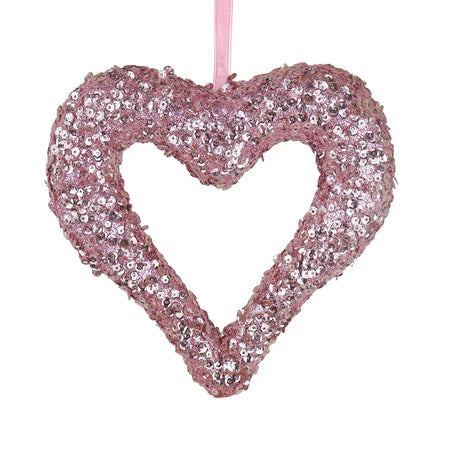 Corazón Decorativo con Diamantina, Color Rosa
