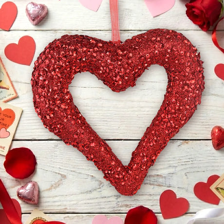 Corazón Decorativo con Diamantina, Color Rojo