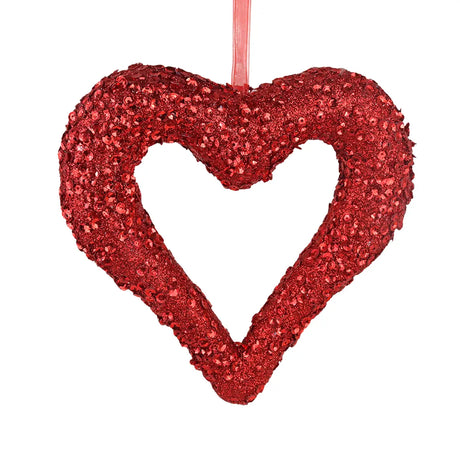 Corazón Decorativo con Diamantina, Color Rojo