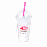 Vaso de Plástico con Tapa y Popote, Pink Label, Too Cute