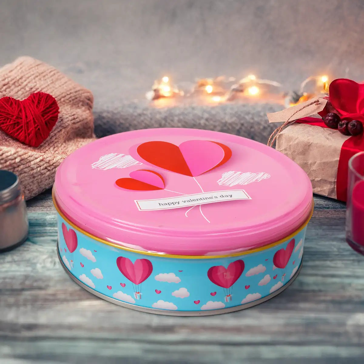 Lata de Galletas, Corazones, Color Rosa, 115 gr