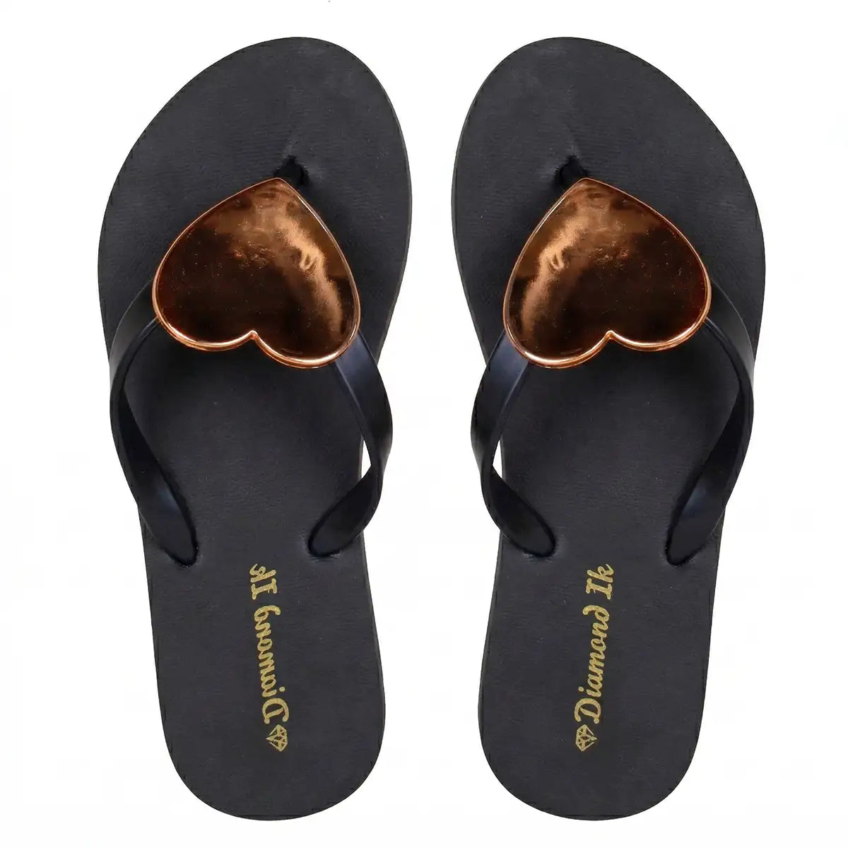 Sandalias con Corazón, Color Negro