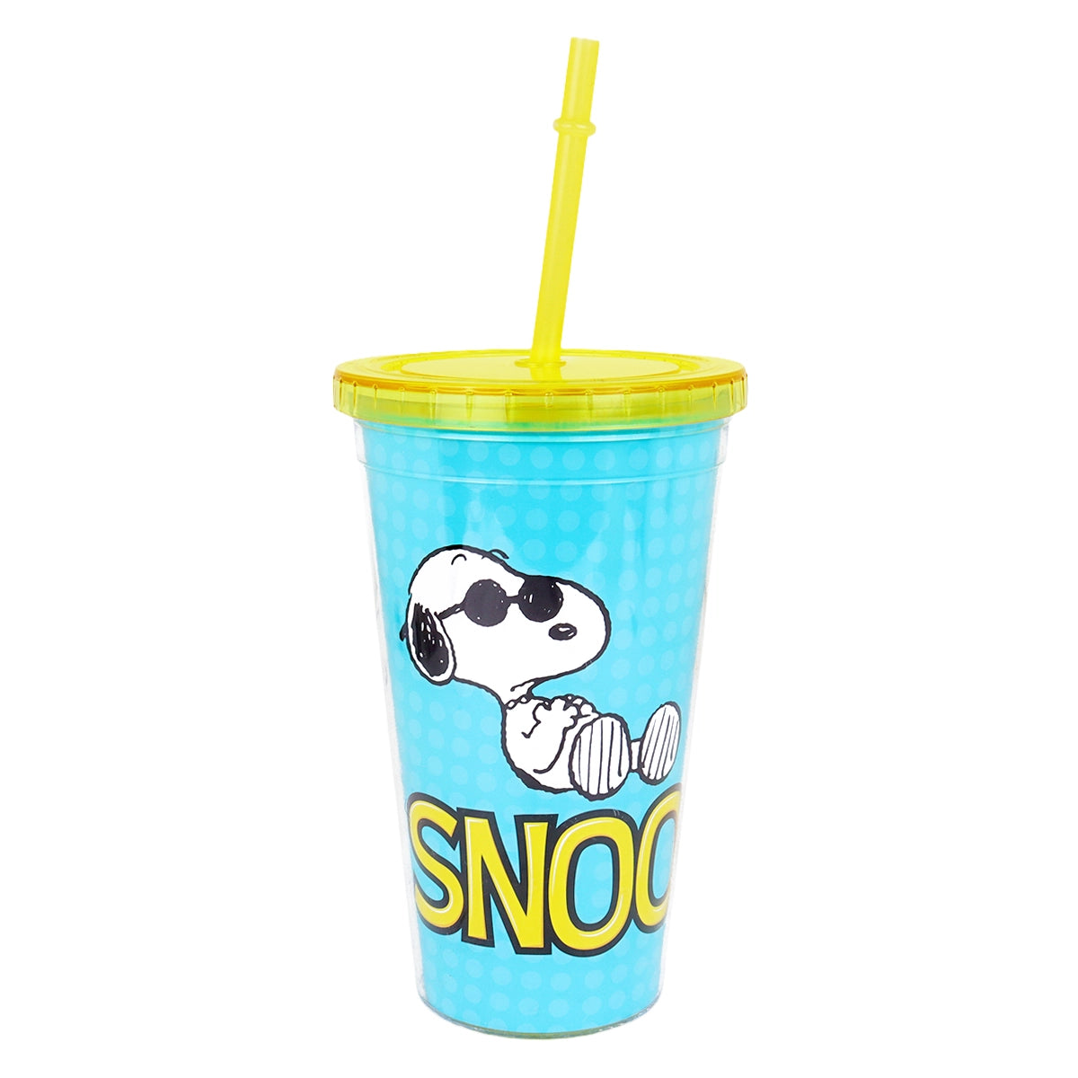Vaso de Plástico con Tapa y Popote, Snoopy, 500 ml