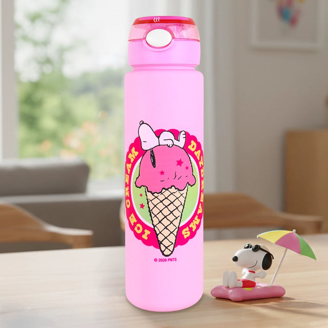 Botella de Agua con Popote, Peanuts, Color Rosa, 750 ml