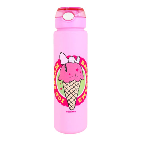 Botella de Agua con Popote, Peanuts, Color Rosa, 750 ml