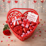 Canasta de PlÃ¡stico DiseÃ±o Corazón, Color Rojo