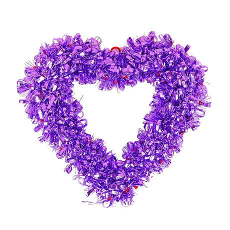 Corazón de Tinsel Decorativo, Color Morado