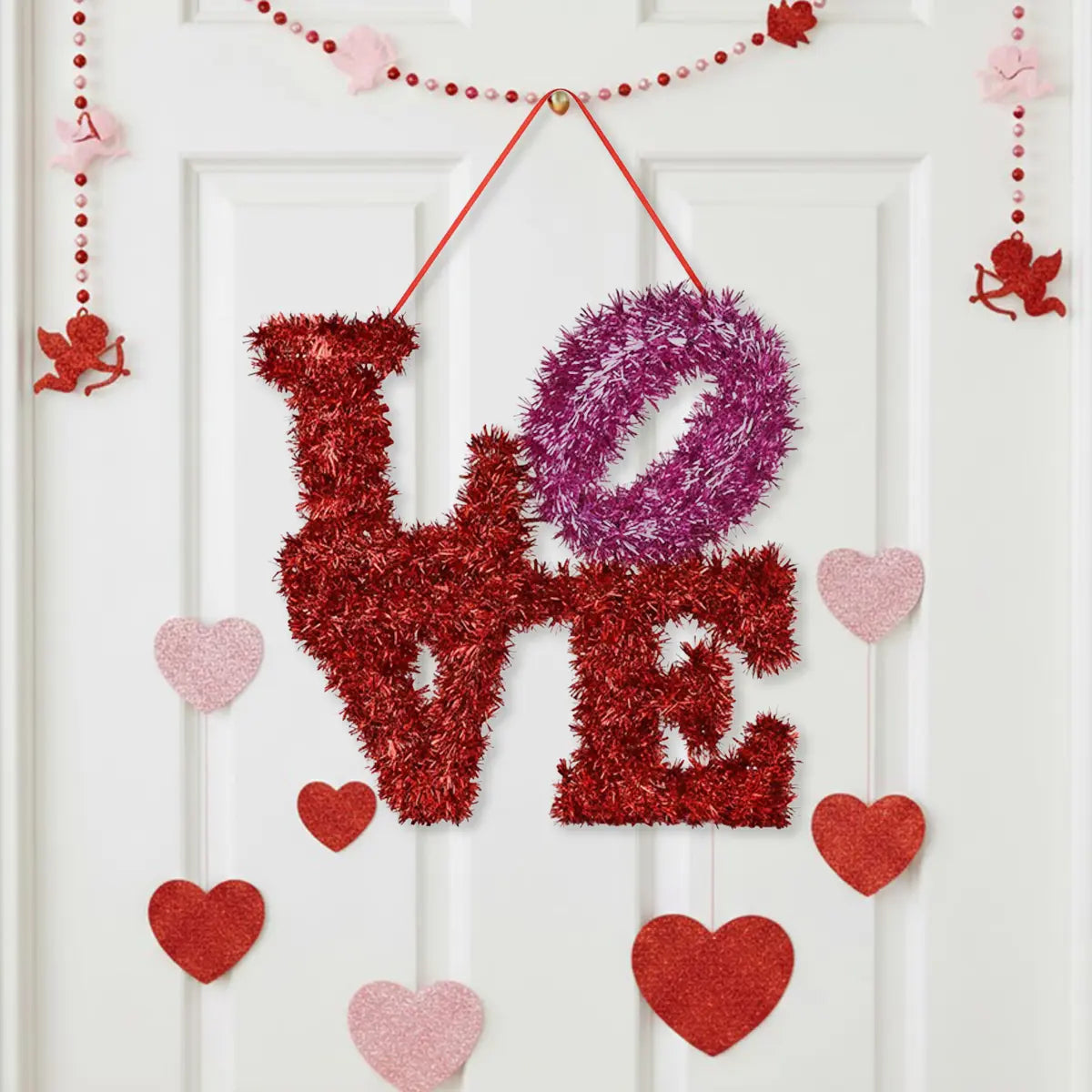 Letrero LOVE de Tinsel Decorativo, Color Rojo