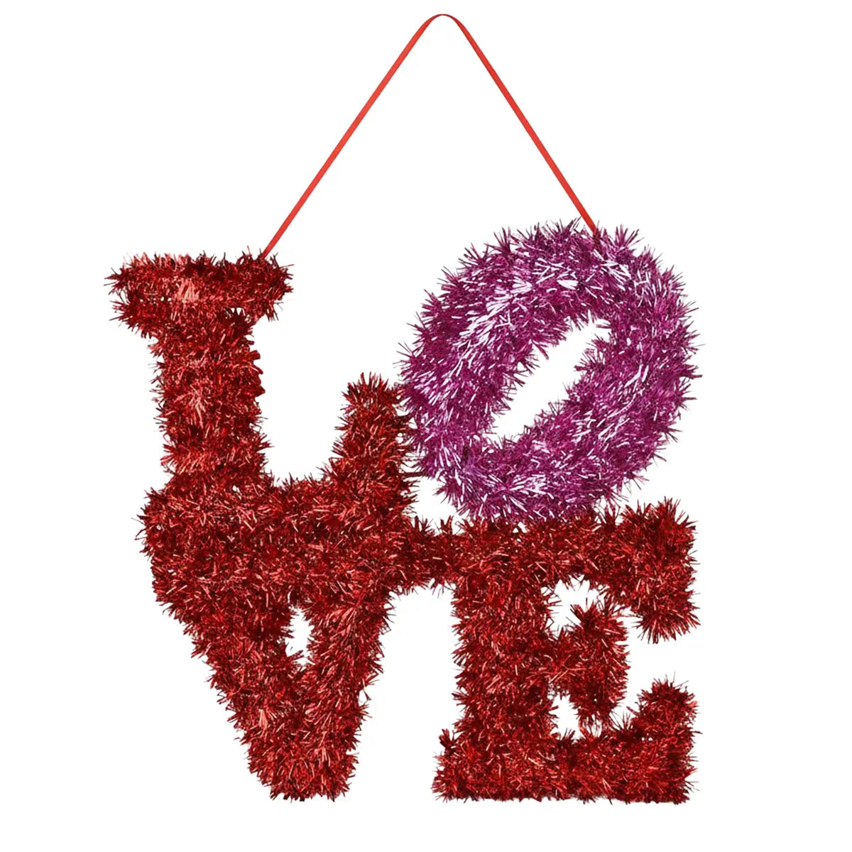 Letrero LOVE de Tinsel Decorativo, Color Rojo