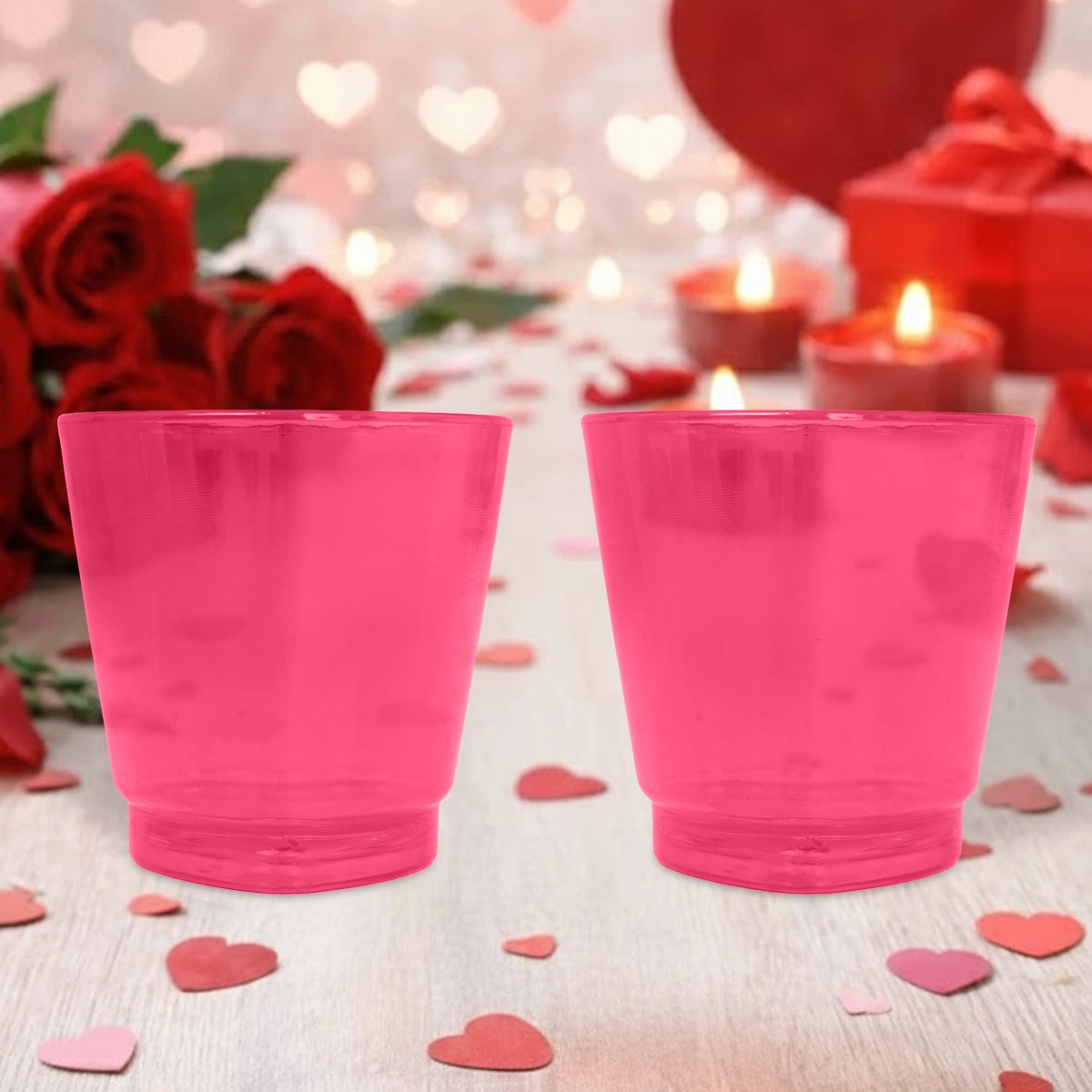 Vasos Shot, Corazón, Color Rosa