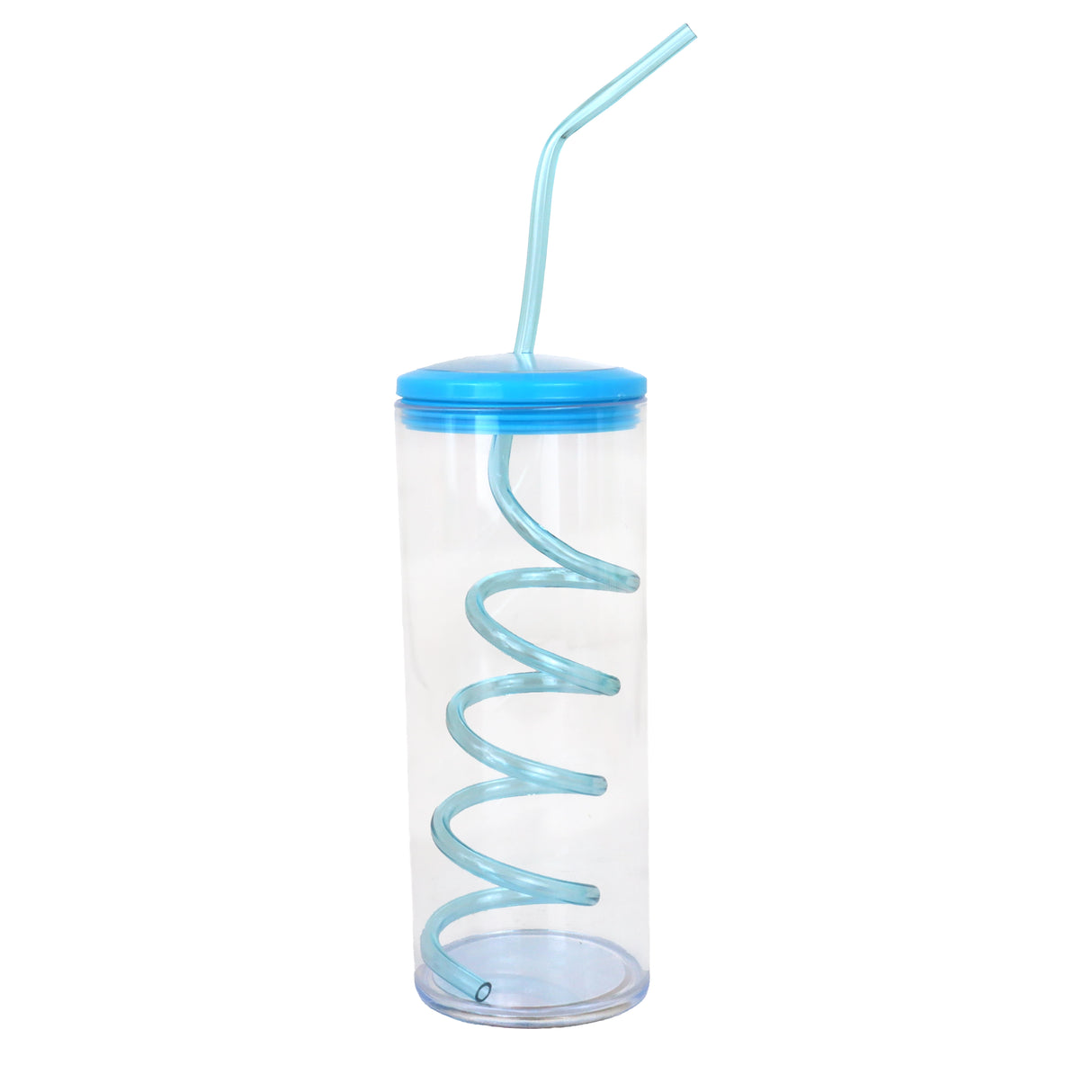 Botella de Agua con Popote, Color Azul, 320 ml
