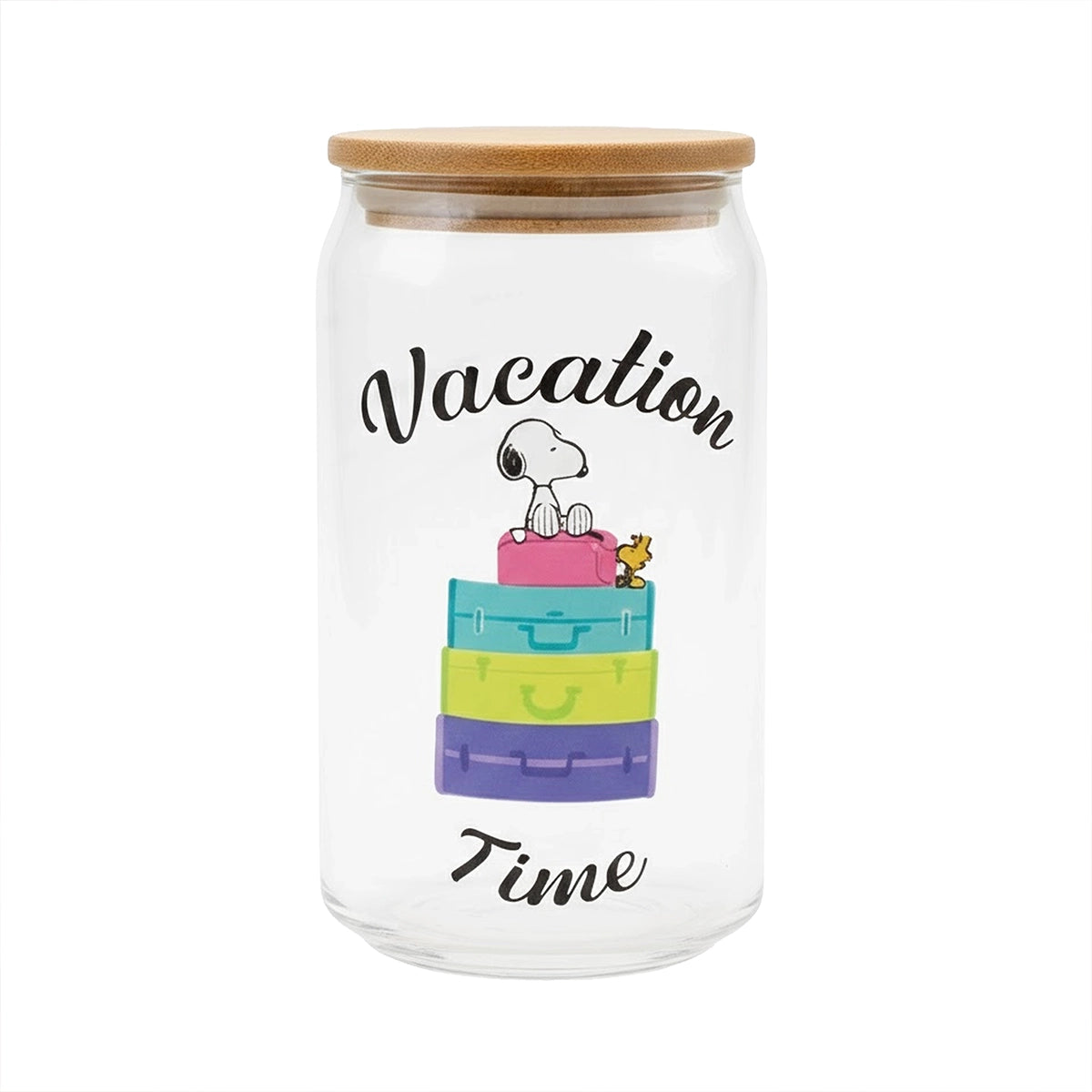 Vaso de Cristal con Tapa, Vacation Time, 500 ml
