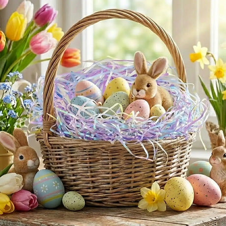 Pasto de Plástico Decorativo para Pascua, Colores Morado