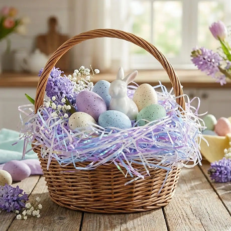 Pasto de PlÃ¡stico Decorativo para Pascua, Colores Morado
