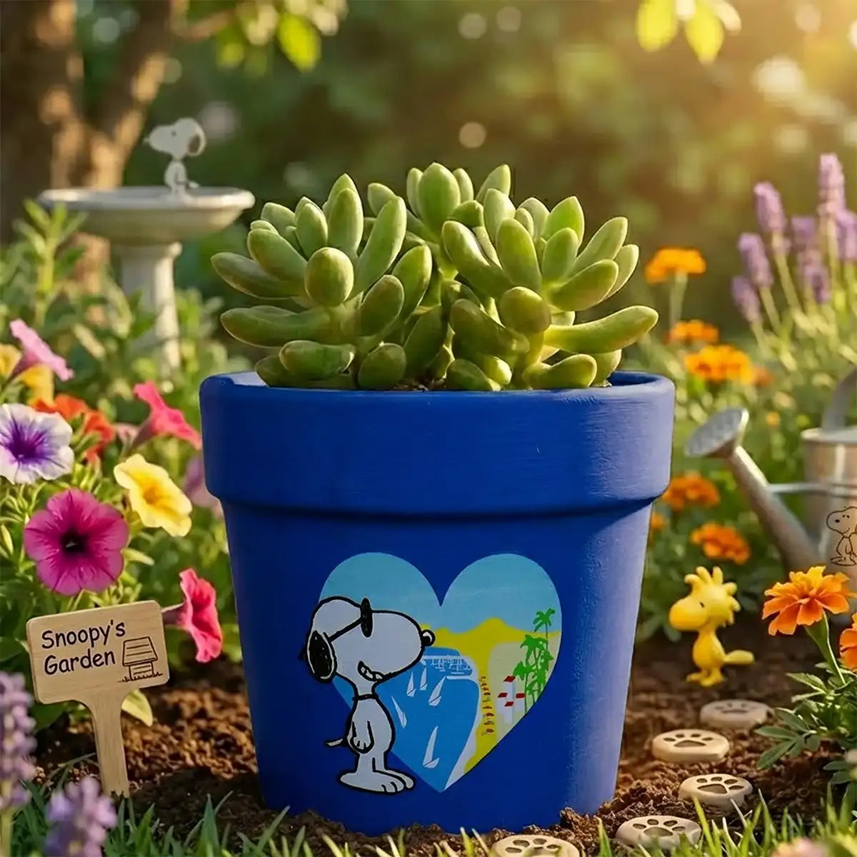 Maceta de Cerámica, Peanuts. Color Azul Fuerte