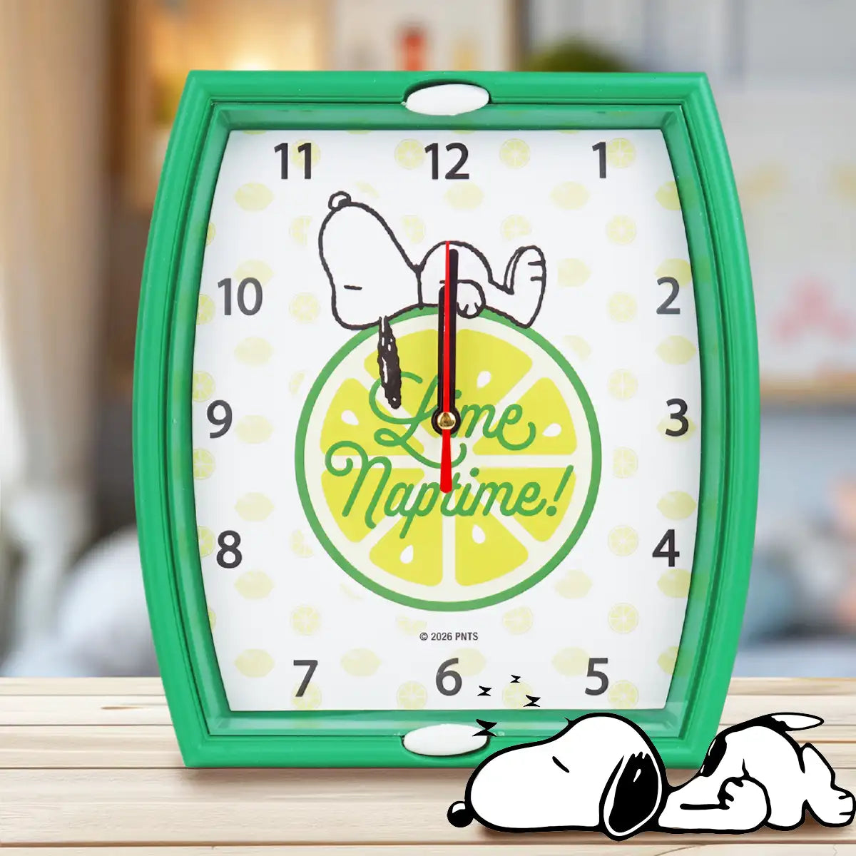Reloj de Pared Redondo, Snoopy, Color Verde
