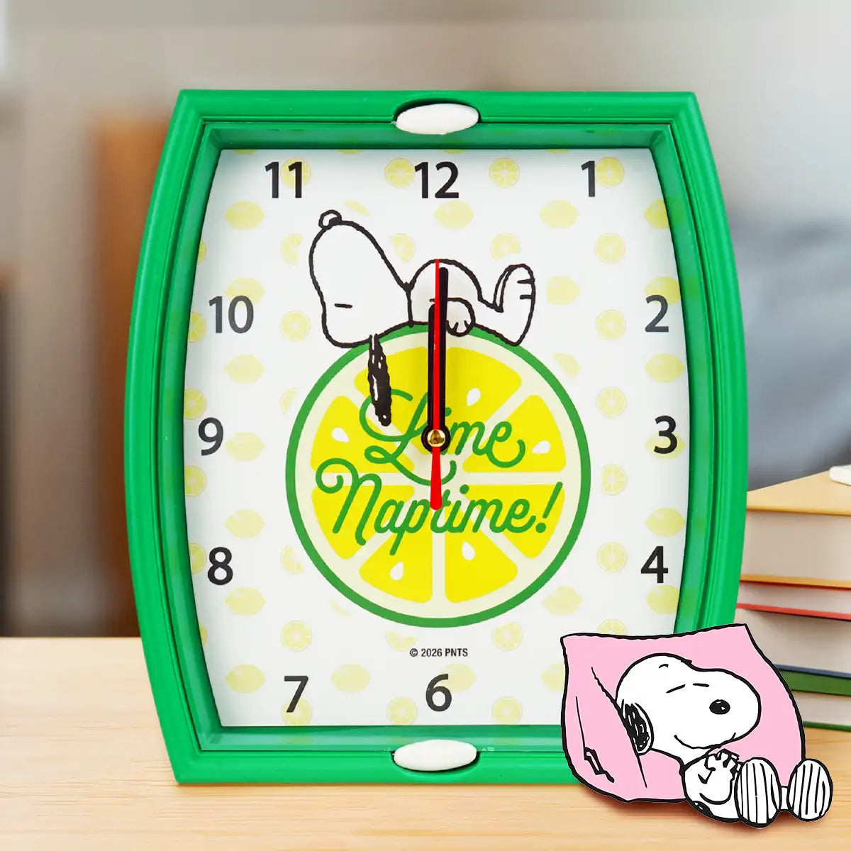 Reloj de Pared Redondo, Snoopy, Color Verde