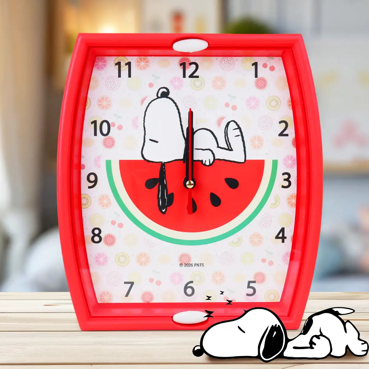 Reloj de Pared Redondo, Snoopy, Color Rojo