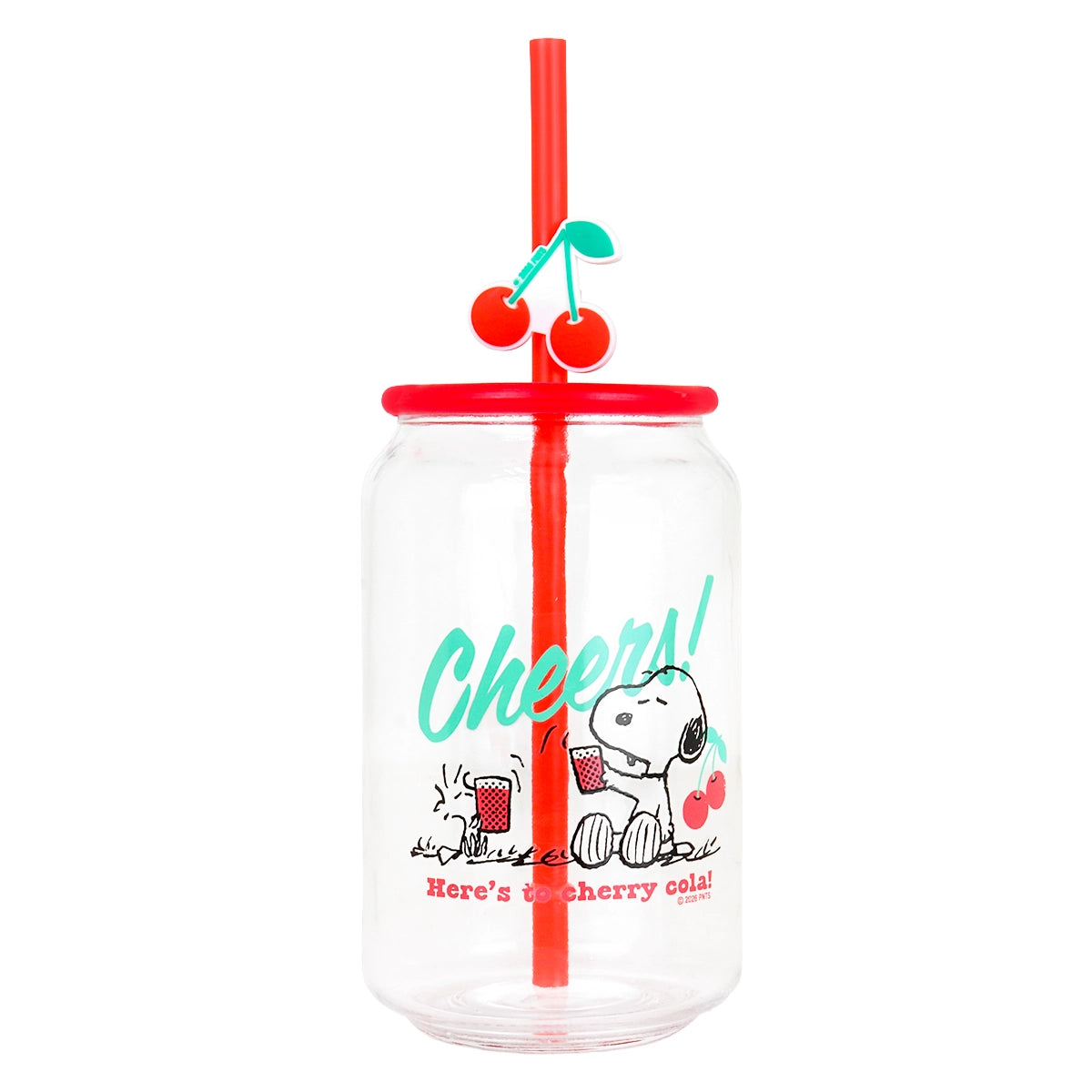 Vaso de Cristal con Tapa, Penauts, Color Rojo