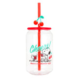 Vaso de Cristal con Tapa, Penauts, Color Rojo