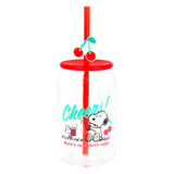 Vaso de Cristal con Tapa, Penauts, Color Rojo