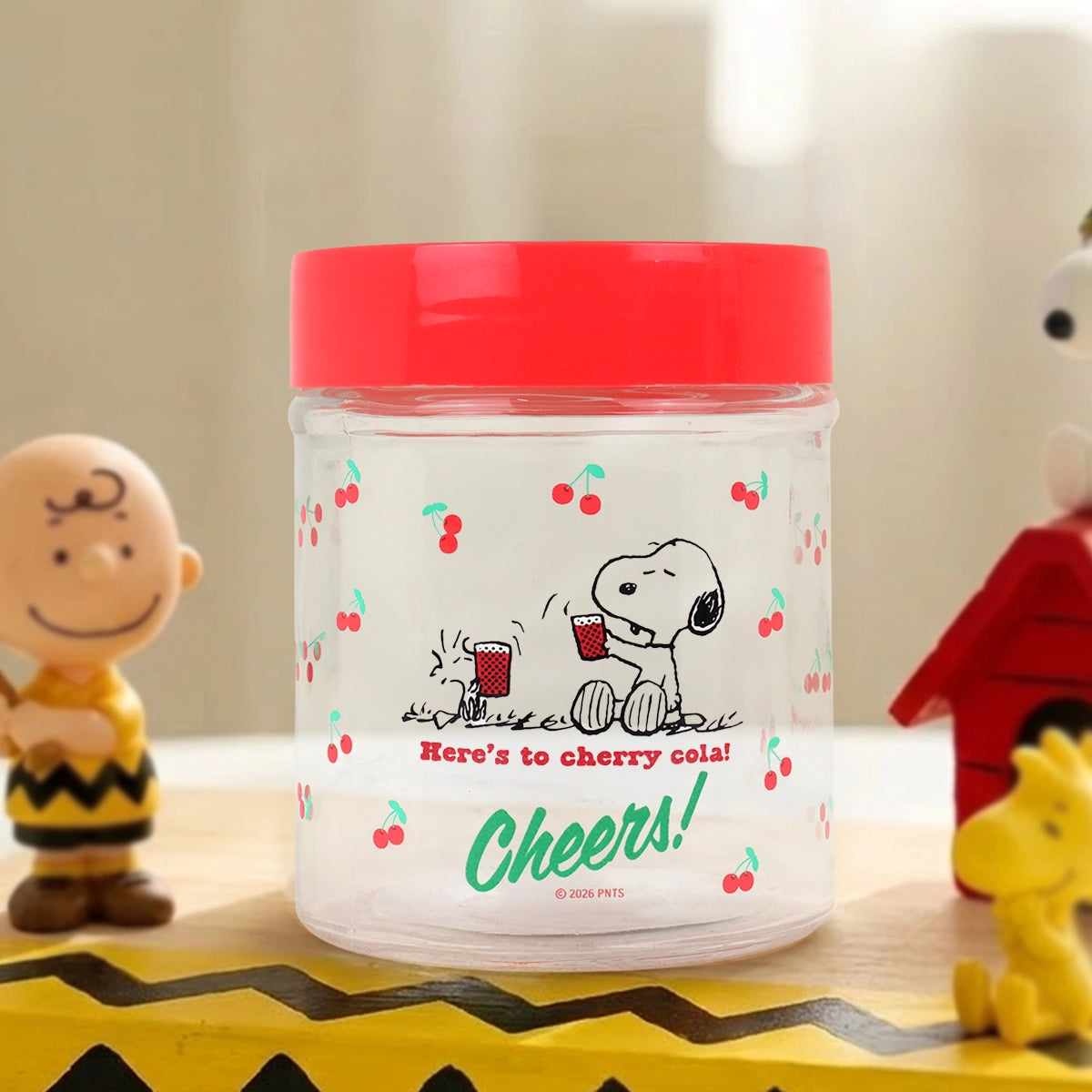 Frasco, Peanuts, Tapa Color Rojo, 330 ml