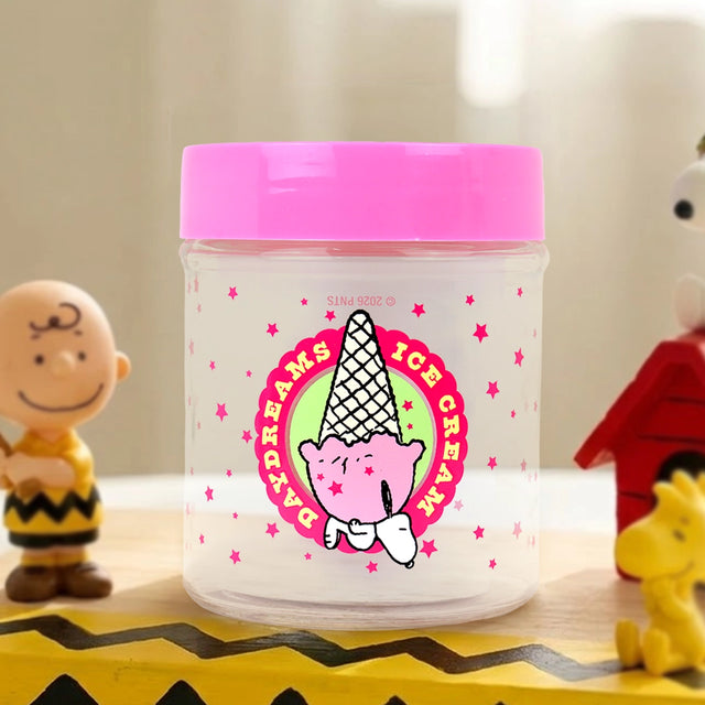 Frasco, Peanuts, Tapa Color Rosa, 330 ml