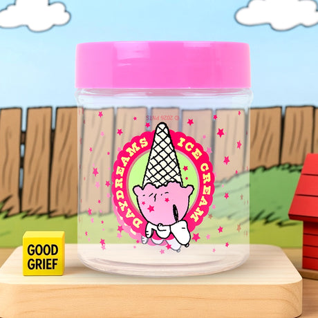 Frasco, Peanuts, Tapa Color Rosa, 330 ml