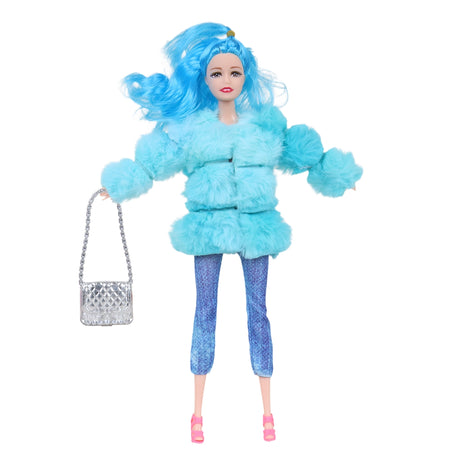 Muñeca, Abrigo Azul de Peluche