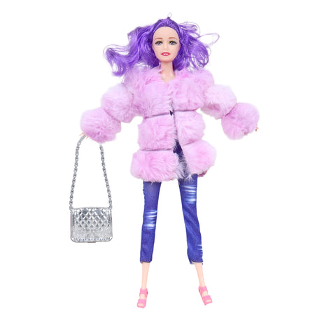 Muñeca, Abrigo Morado de Peluche