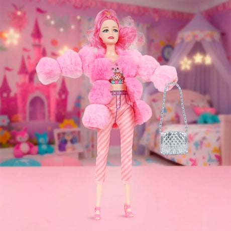 Muñeca, Abrigo Rosa de Peluche