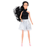 Muñeca con Vestido Brillante, Color Gris