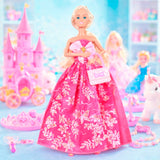 Muñeca con Vestido de Fiesta, Color Fucsia