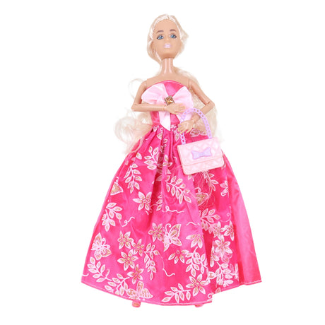 Muñeca con Vestido de Fiesta, Color Fucsia