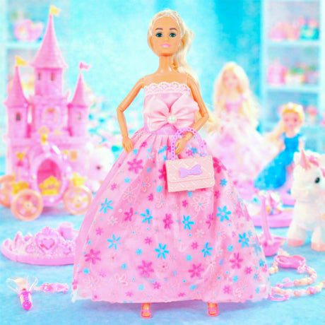 Muñeca con Vestido de Fiesta, Diseño Flores
