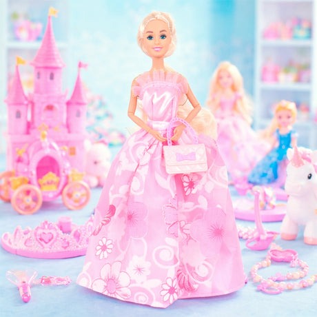 Muñeca con Vestido de Fiesta, Color Rosa