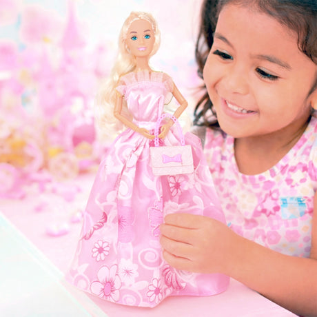 Muñeca con Vestido de Fiesta, Color Rosa