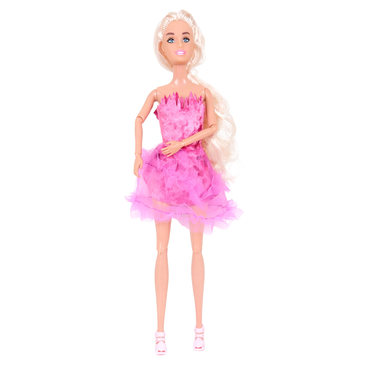 Muñeca con Vestido Brillante, Color Rosa