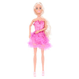 Muñeca con Vestido Brillante, Color Rosa