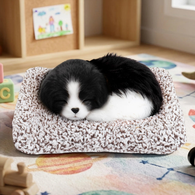 Perrito Dormido con Sonido, Color Negro y Blanco