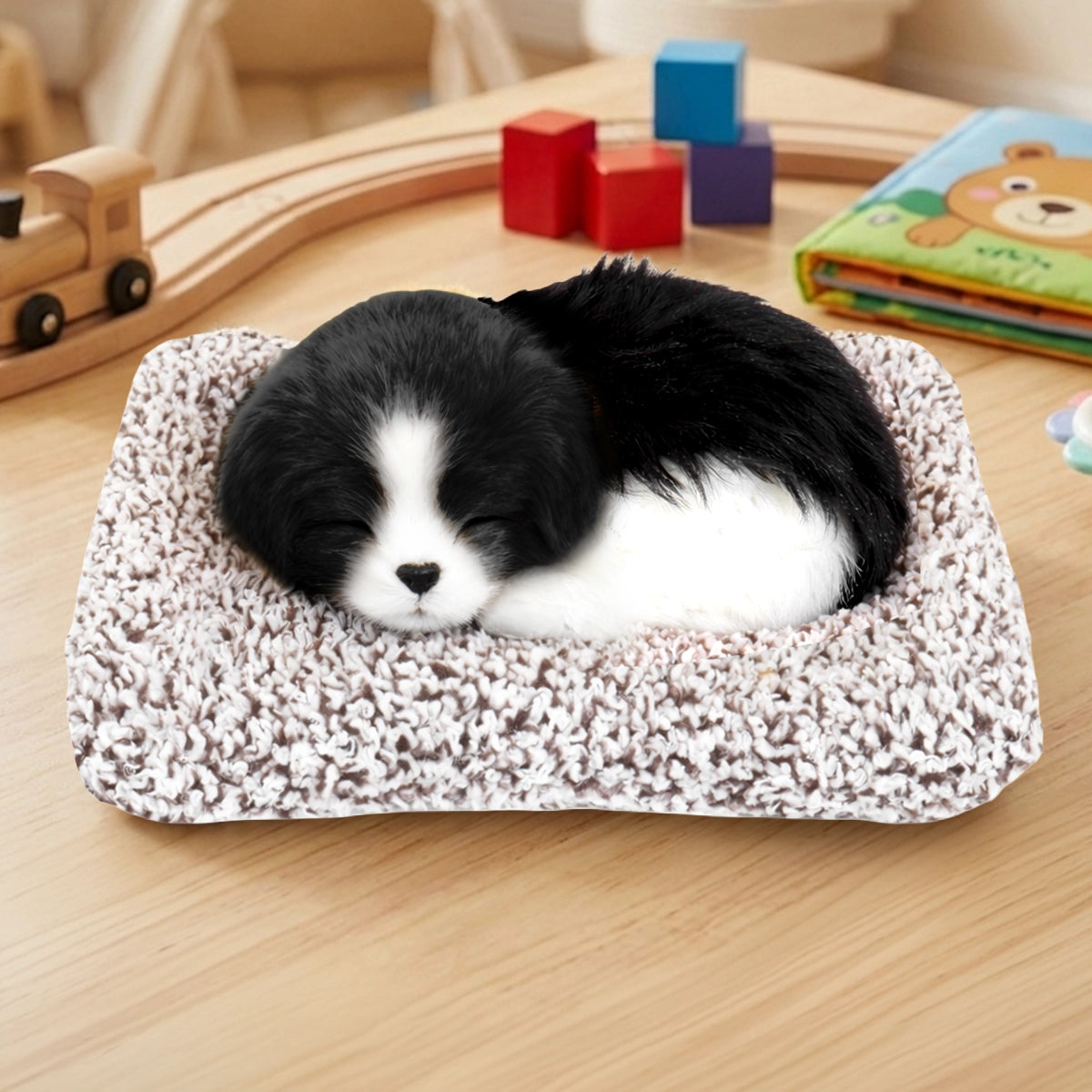 Perrito Dormido con Sonido, Color Negro y Blanco
