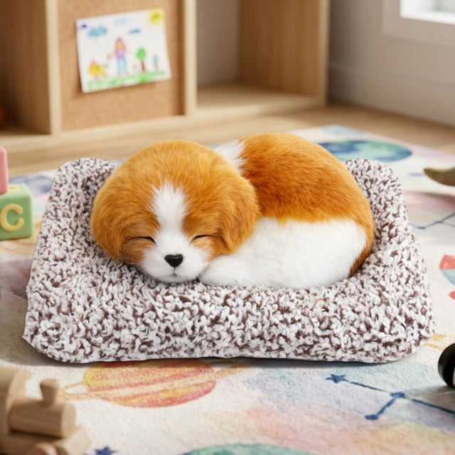 Perrito Dormido con Sonido, Color Café y Blanco