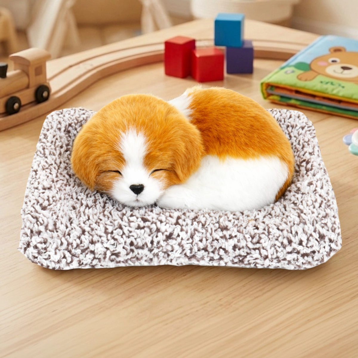 Perrito Dormido con Sonido, Color Café y Blanco